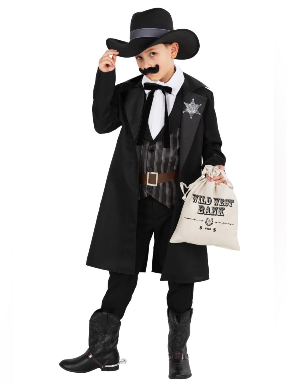 NWT Morphe Western Sheriff Kids Wild West Sheriff Costume with money bag